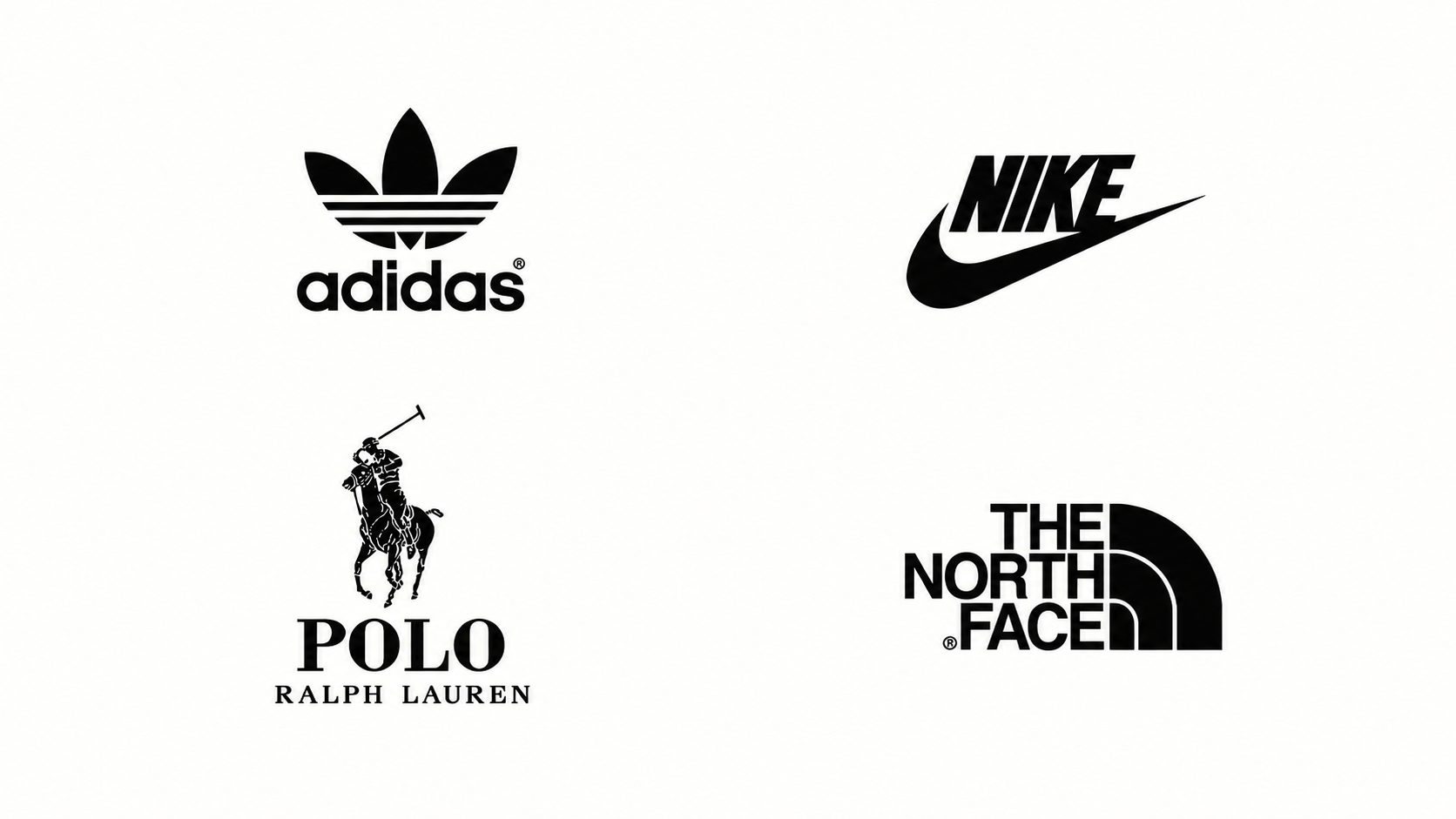 Black and white collage of classic sportswear brand marks